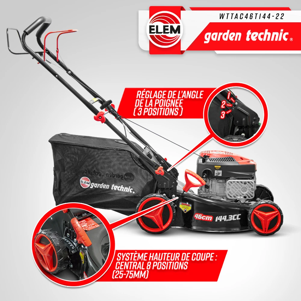 Tondeuse Thermique Autotractée 144.3cc - Largeur De Coupe 46cm - Elem Garden 4 Tondeuse Thermique Autotractée 144.3cc - Largeur De Coupe 46cm - Elem Garden – Image 3